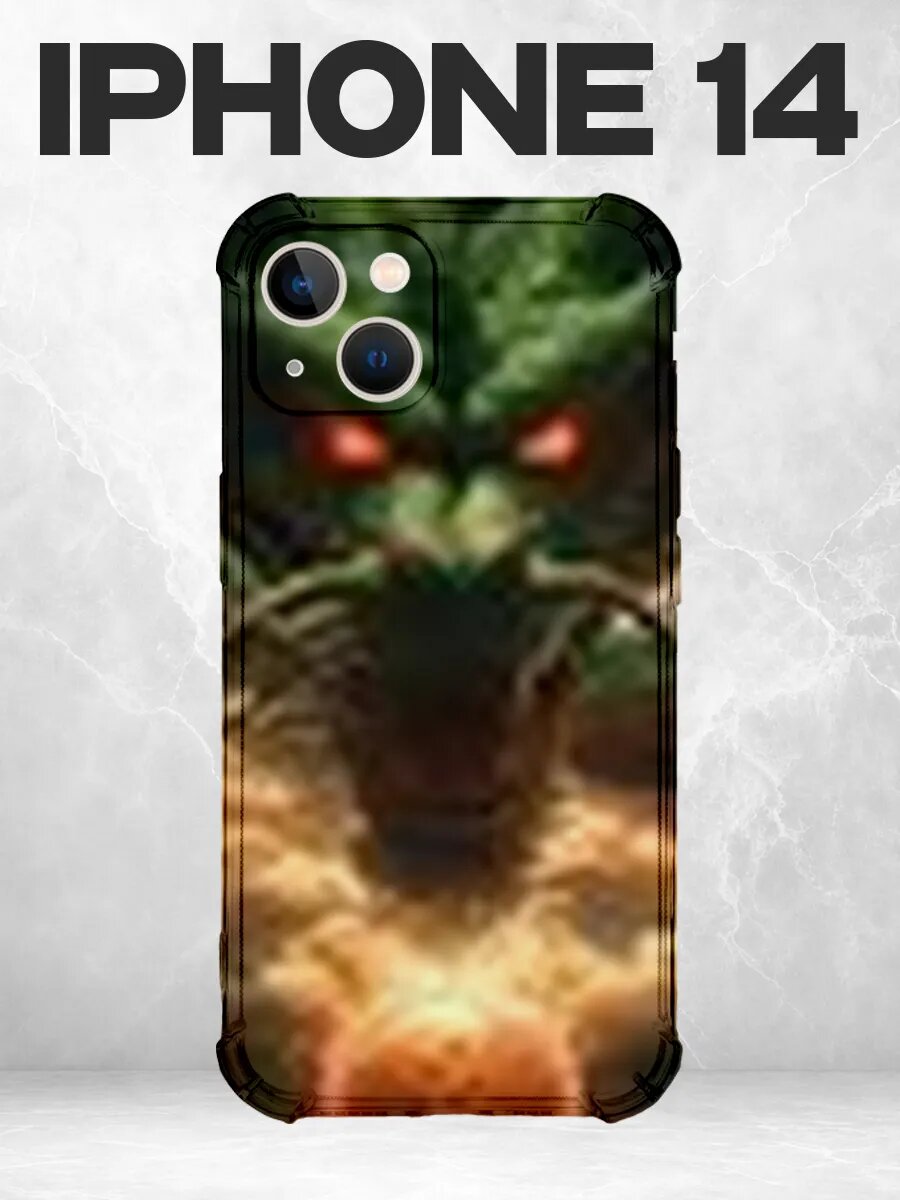 Чехол на iPhone 14 с принтом Змея с огненными глазами