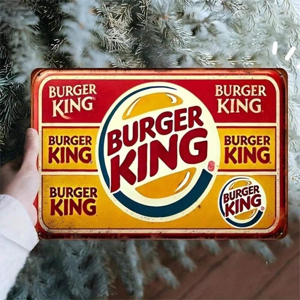Винтажная металлическая плакатка! BURGER KING с логотипом бургер кинг, декор для кафе, 20x30см