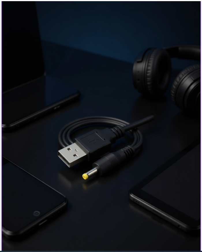Кабель USB - DC 4.0mm*1.7mm для зарядки PSP и пр, черный, 1 м — фото 1