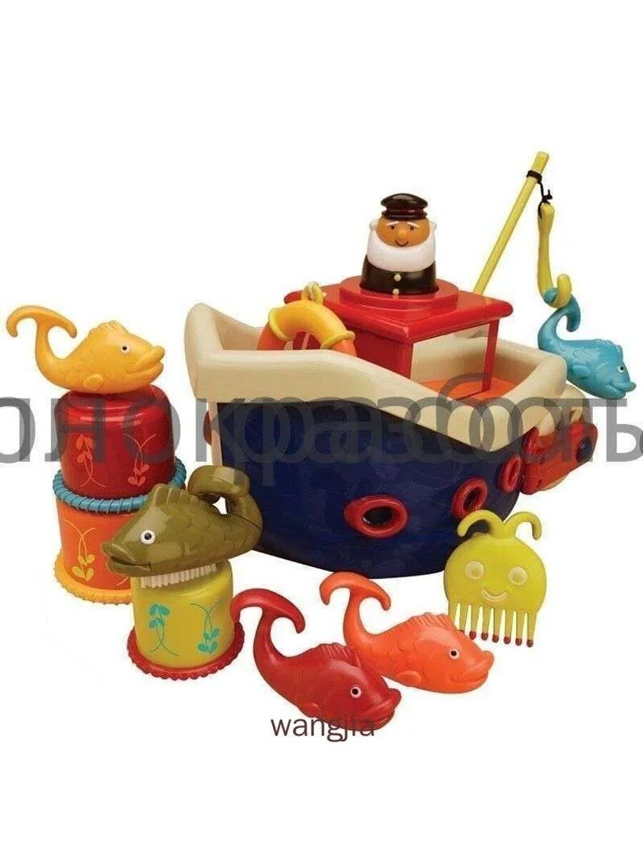 Набор игрушек для ванной B.Toys (Battat) Кораблик, Цвет Шоколадный, лазурный
