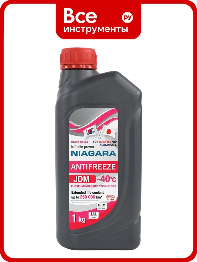 Охлаждающая жидкость NIAGARA Антифриз Ниагара JDM-40 Pink 1кг 015001001058