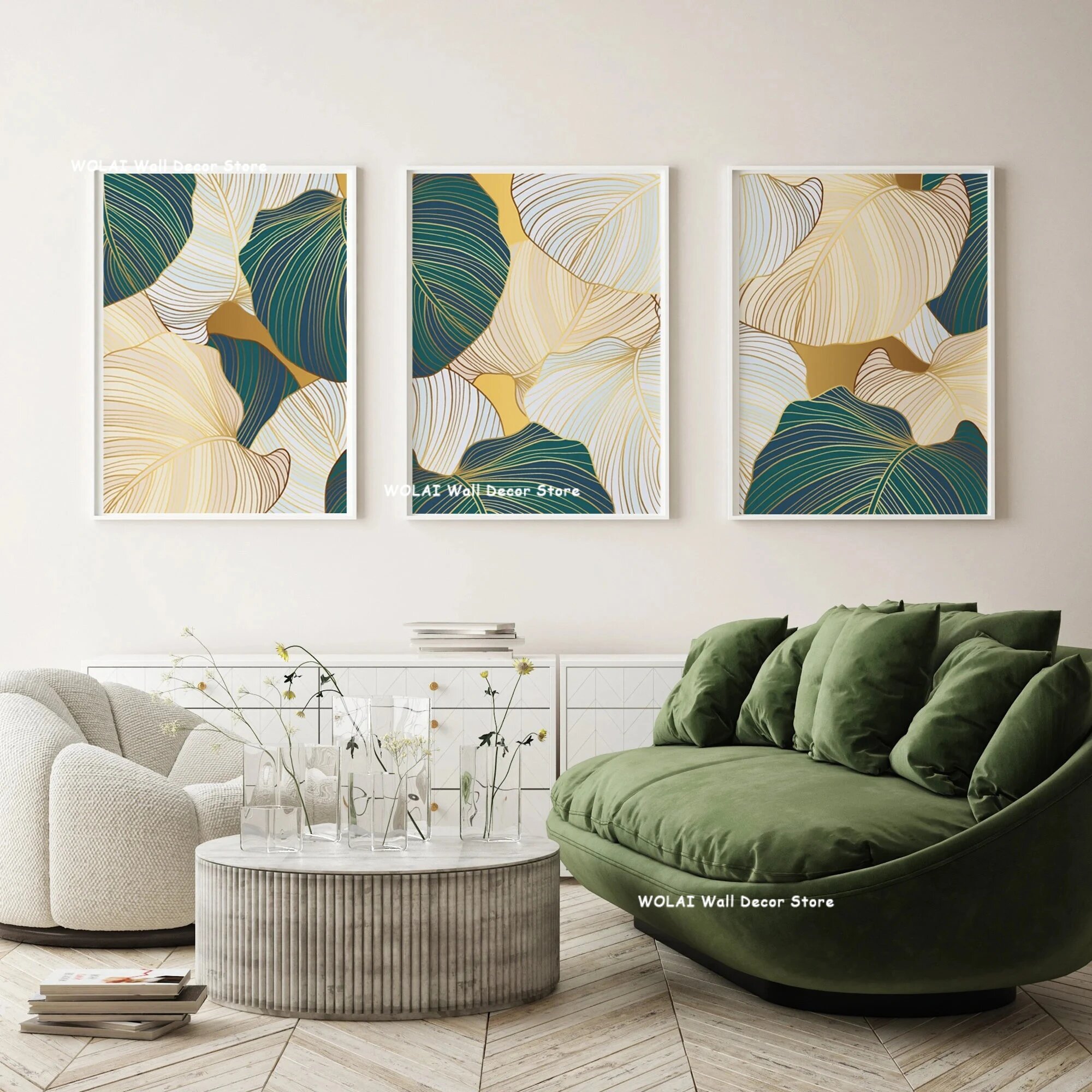 Абстрактные настенные принты «Солнце Гора» 3 шт. WO1939-3pcs, 30x40cm No Frame