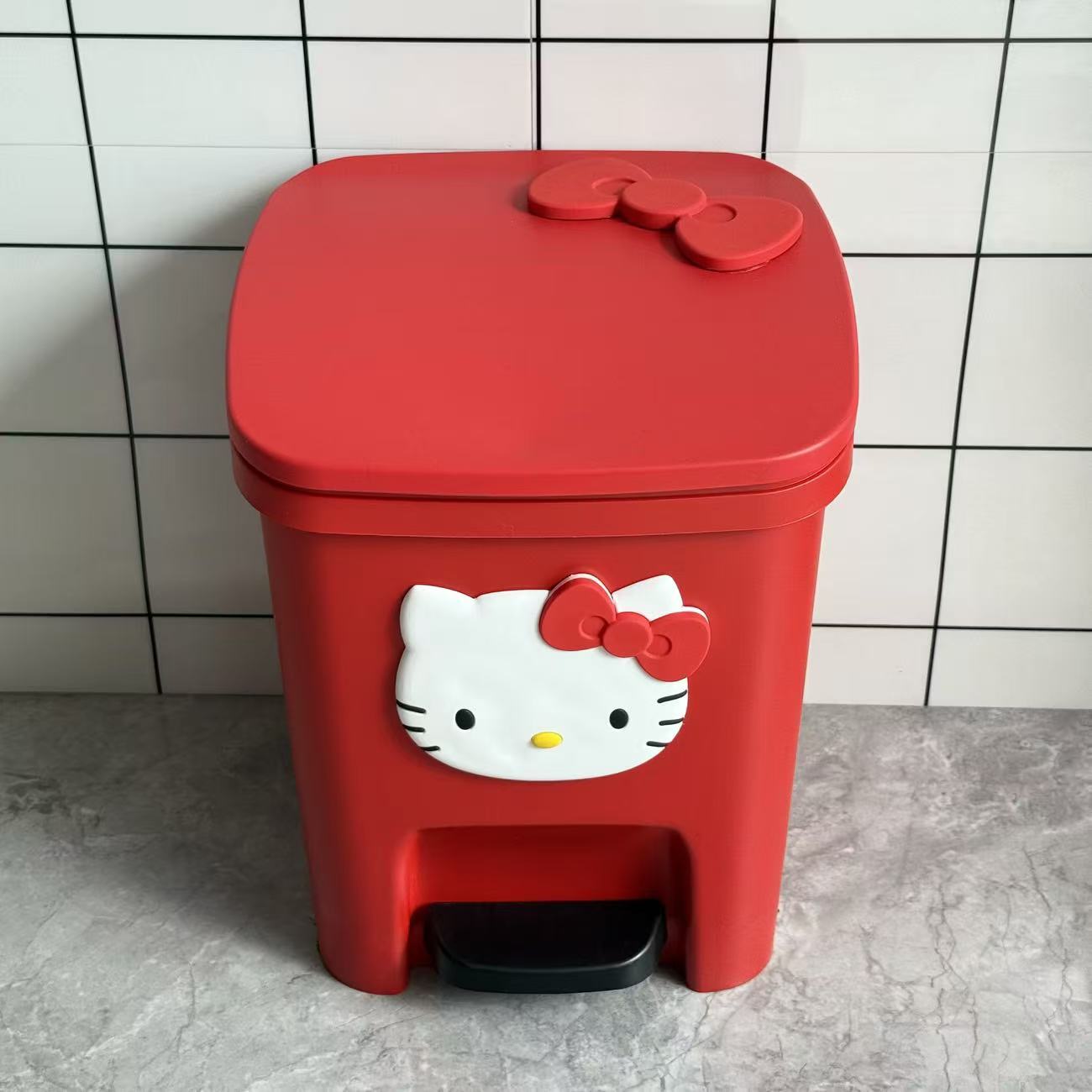 Мусорная корзина Sanrio Hello Kitty, Бытовая педаль с крышкой，красное，12L