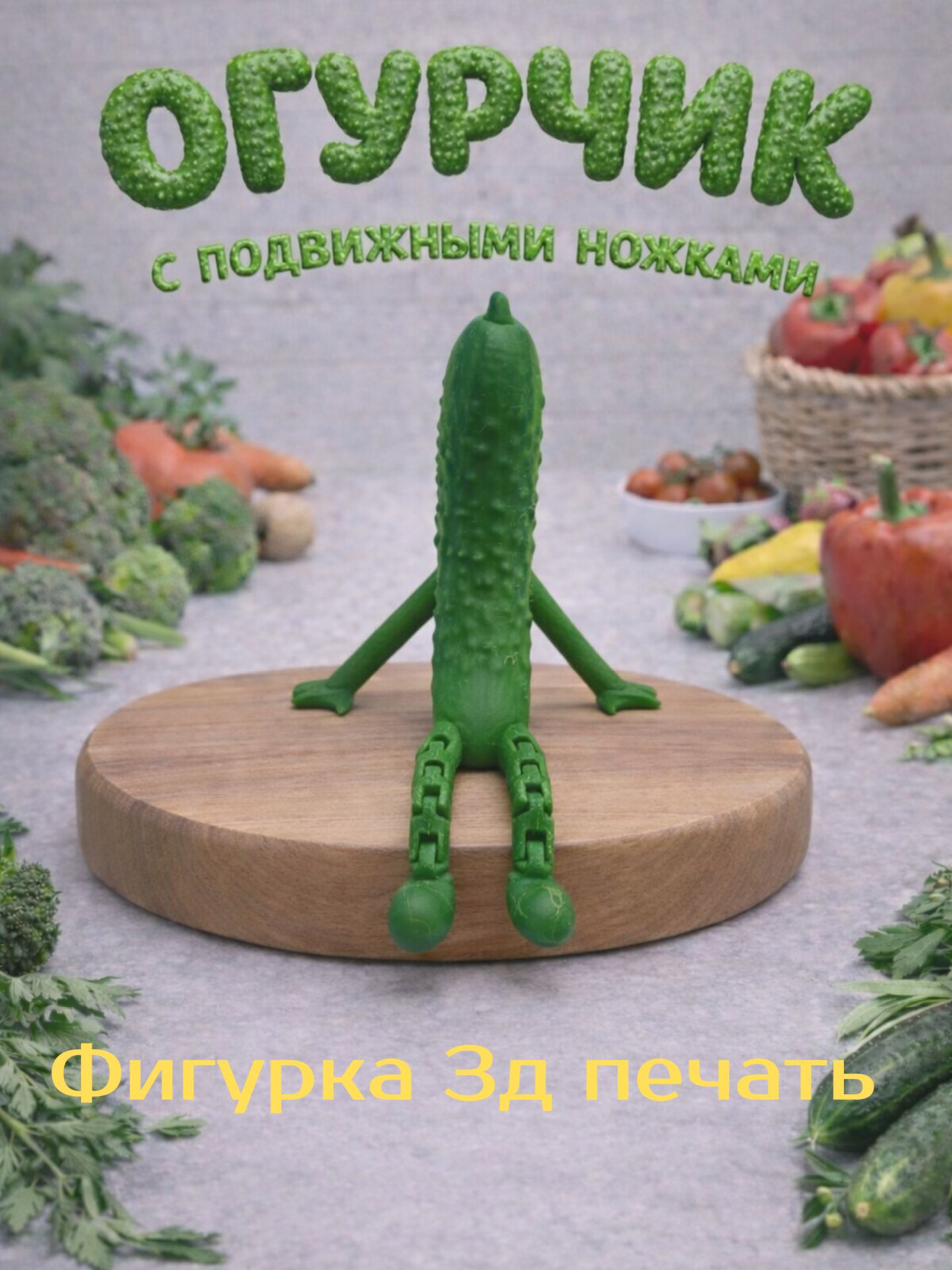 Фигурка-антистресс Огурец с подвижными ножками