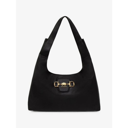 Сумка хобо GUESS, фактура рельефная, черный