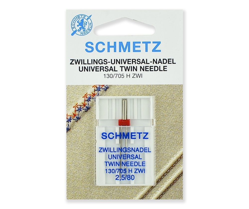 Иглы стандартные двойные SCHMETZ 130/705H ZWI № 80/2.5, 1 шт.