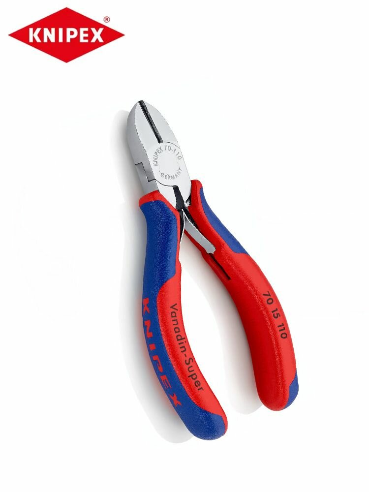 Knipex 7015110 Плоскогубцы с диагональной ручкой, 110 мм, компактные, для резки проводов
