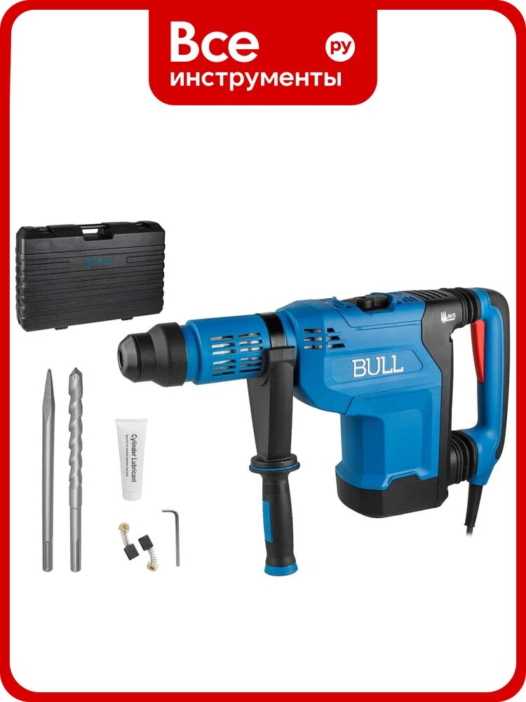 Перфоратор BULL BH 5001 в чем. 1500Вт, 5-15Дж, 50мм, 2 реж. + 1 зуб, 1 сверло, SDS-max, рег. об. 1333955