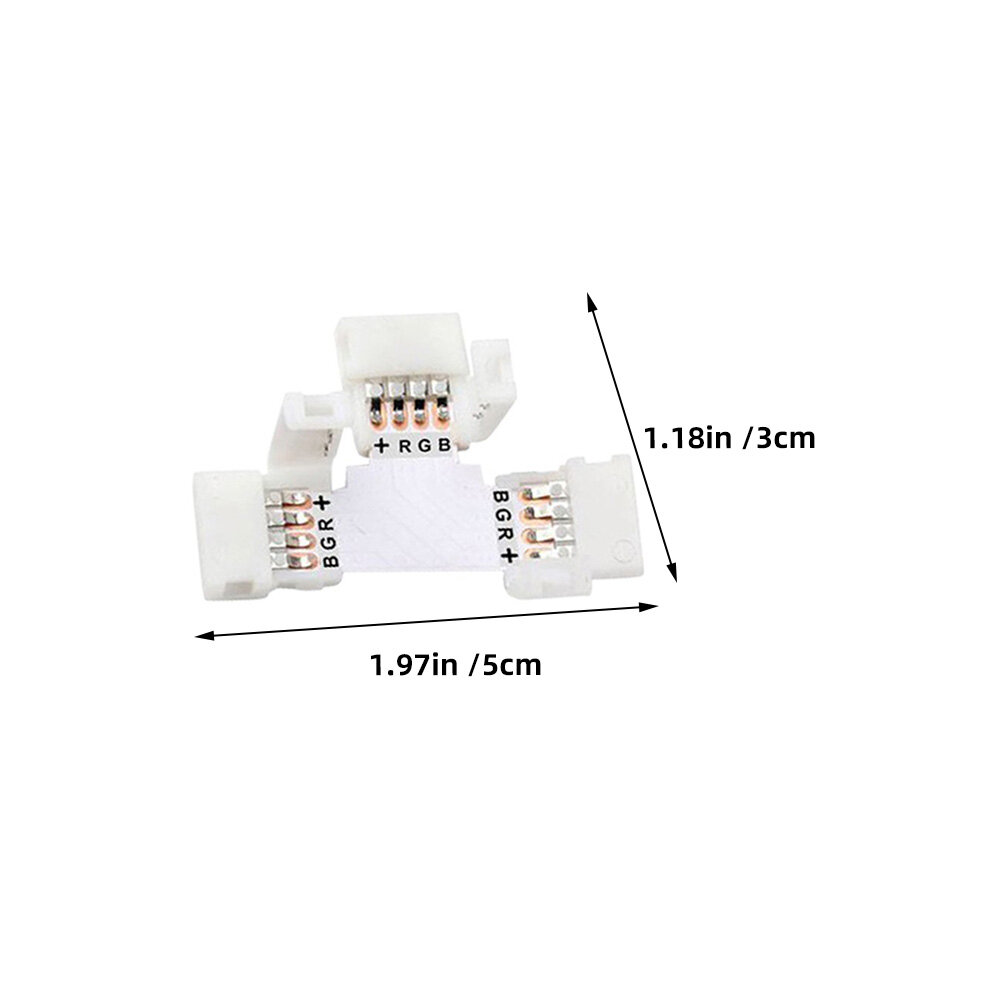 10PCS Адаптер Для Ленты RGB 5050 Типа T Габариты 5.00X3.00X0.30CM Белый Цвет