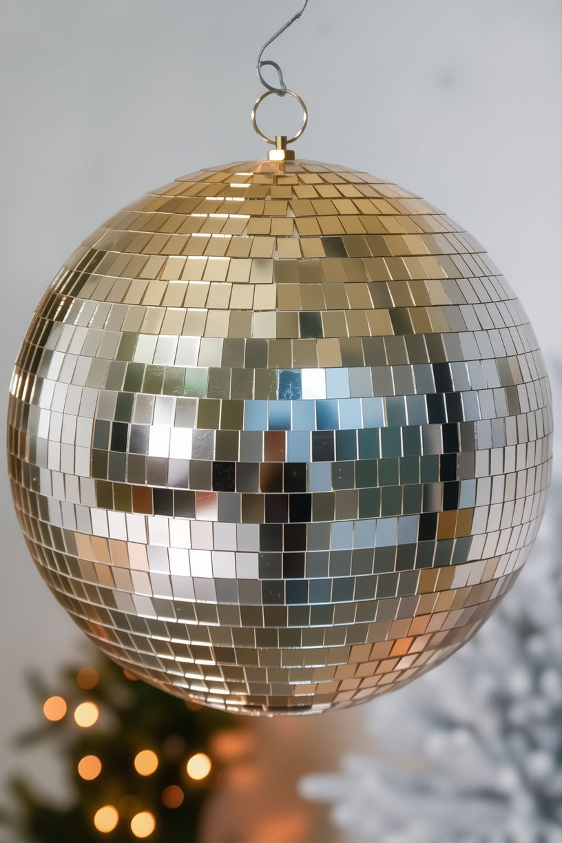 Ёлочный шар МЫ танцуем диско, пластик, шампань, 30 см, Винтер Деко (Winter Deco) 4060194