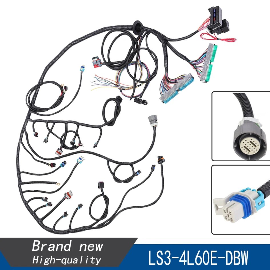 Жгут проводов двигателя 4L60E DBW 03-07 LS Vortec 4.8 5.3 6.0 LS3 с разъёмами форсунок MULTEC/Delphi