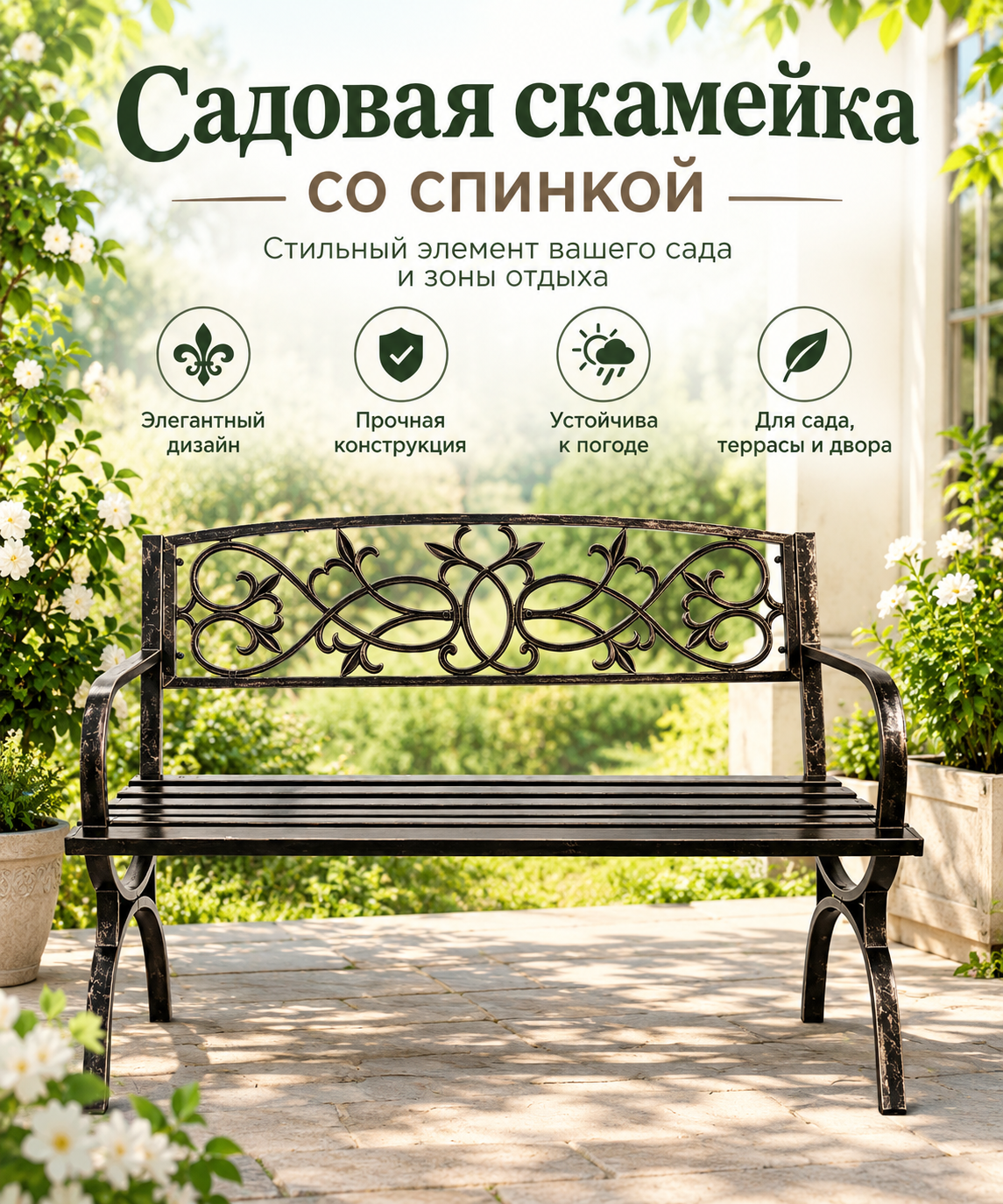 Металлические садовые скамейки，Для сада, дачи, загородного дома и коттеджа