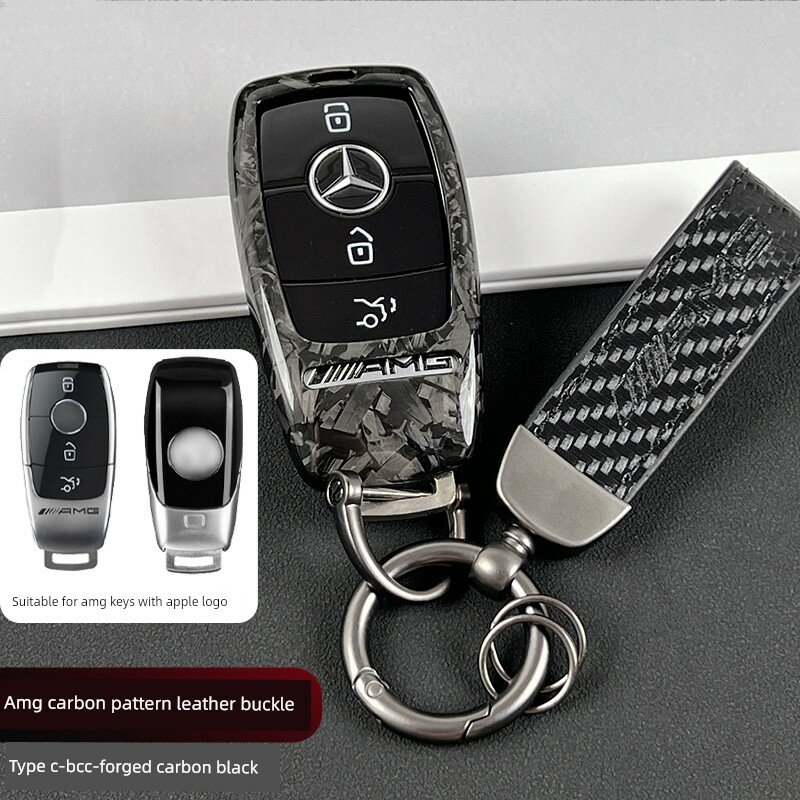 Чехол для ключа Mercedes из карбона с кожаным шнуром и углеродным рисунком, подходит для моделей G63 G500 GLS E300L