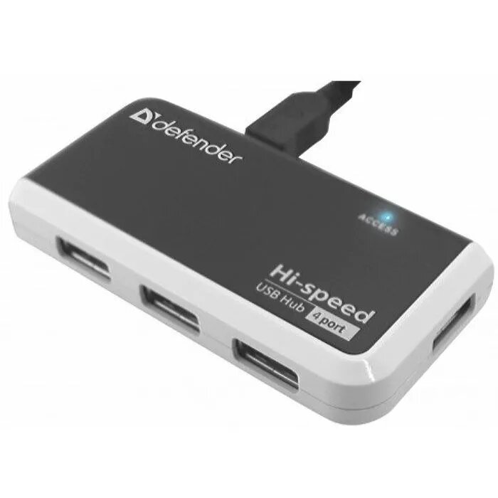 USB-концентратор, разветвитель USB Defender Quadro Infix хаб - концентратор 4 порта USB2.0 прямоугольник - чёрно-серый