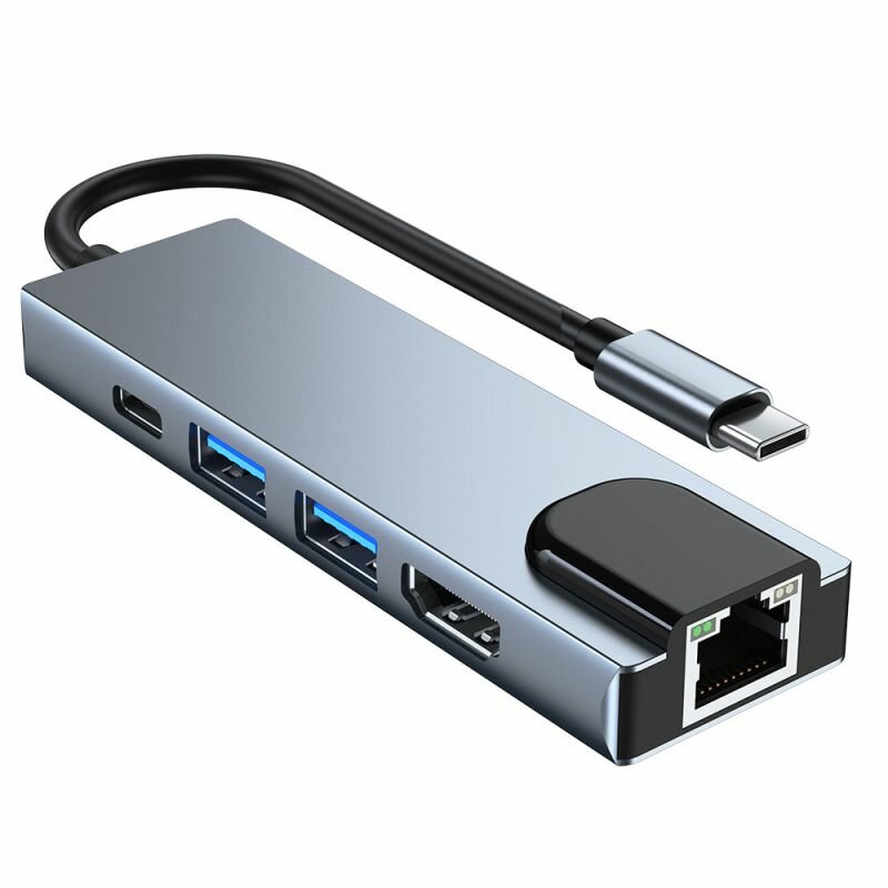 Докстанция расширения TypeC HDMI для компьютеров Nintendo Switch и игровых консолей 8в1 USB с портом Ethernet 100 Мбитс