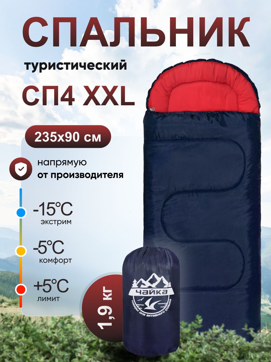 Спальный мешок Чайка СП4 XXL синий/красный