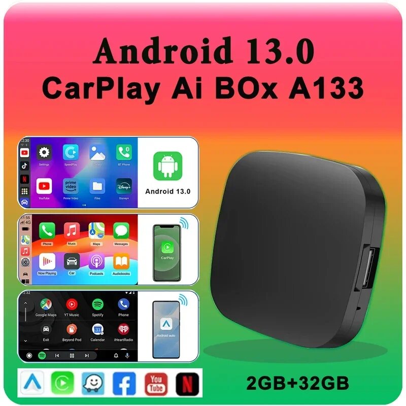 Carplay AI Box Android 13 Youtube Netflix 2GB 32GB
