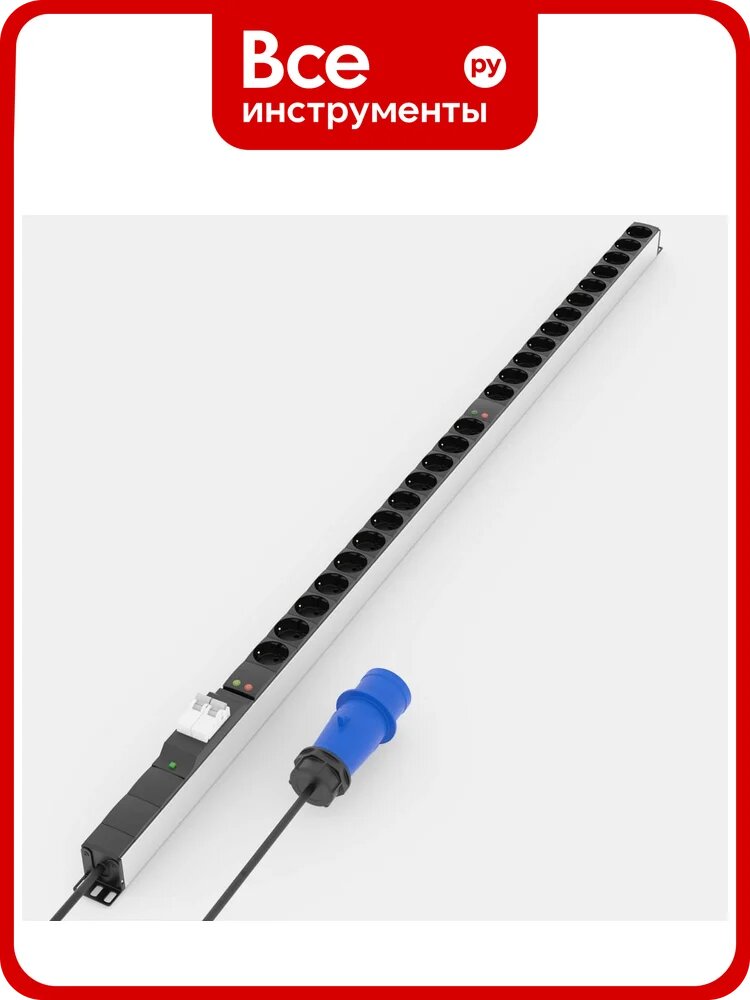 Блок распределения питания FL-S-32-24S-I-MCB-1408-3-2PE (PDU) верт. 1ф 32А, 2 конт. по 16А, 24хSchuko, 1408 мм, 2 автом. выкл, инд, кабель пита Filum 00-01268861