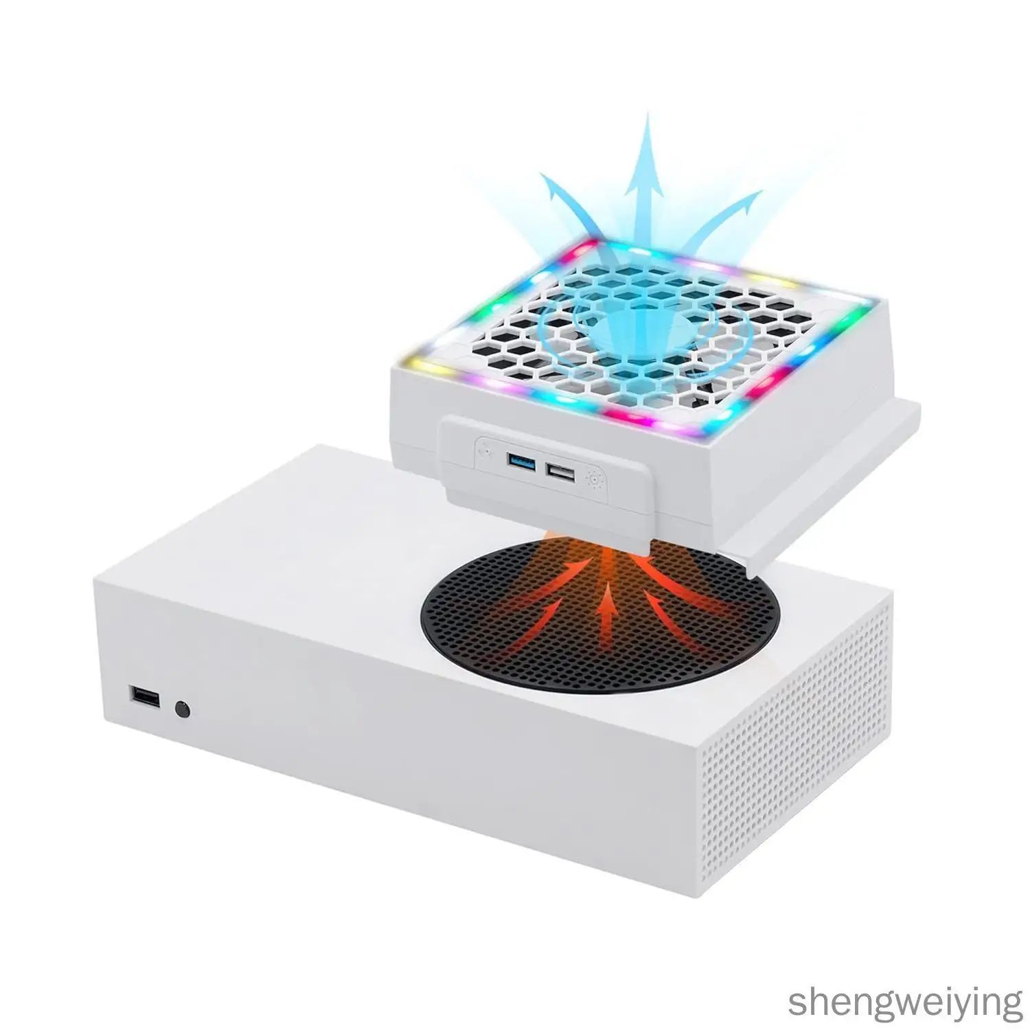 Вентилятор охлаждения Xbox Series S, светодиодный дисплей RGB, низкий уровень шума, 2 дополнительных USB - порта, уровень 3