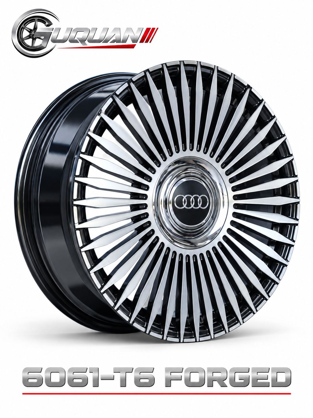 Кованый колесный диск ABW 3256E2210-2 R22 10J ET25 5x112, глянцевый черный с проточенной лицевой поверхностью