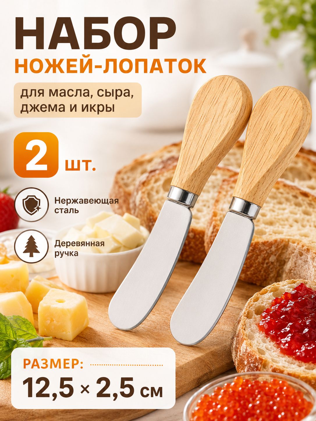 Нож для масла 2 предм. серебристый