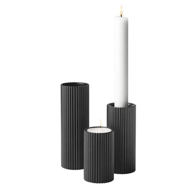 Набор подсвечников 3 шт Georg Jensen Bernadotte Black, 8/11/14 см, цвет черный
