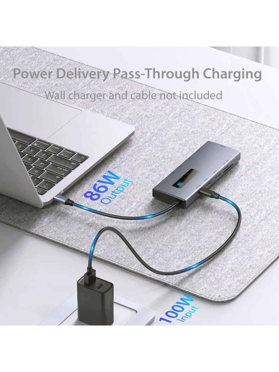 Универсальный концентратор 10-в-1 Type-C, 4K 60 Гц, USB-концентратор Type-C на Ethernet-порт, PD 100 Вт