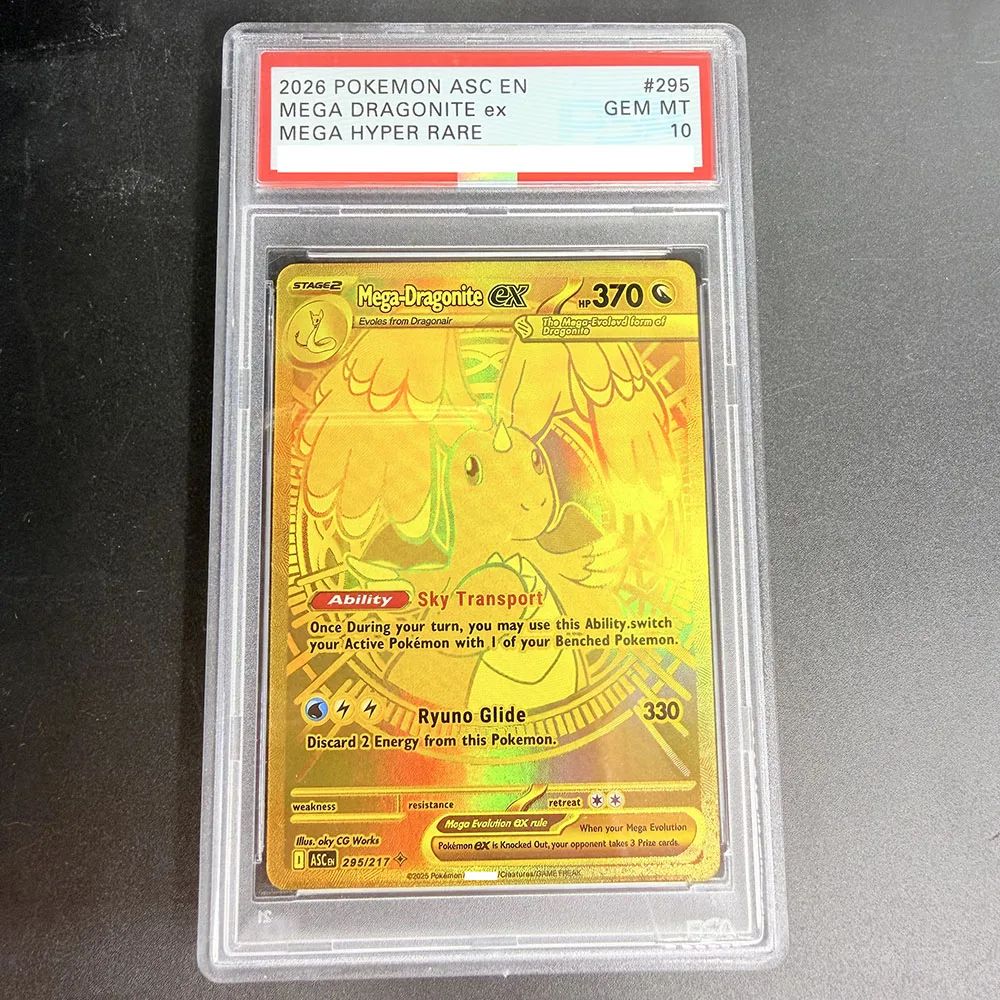 Коллекционные карты PTCG, оценочные карты 10 баллов, 2026, ASC EN, MEGA DRAGONITE ex 295/217, ручная работа, аниме, игра, подарок, игрушка
