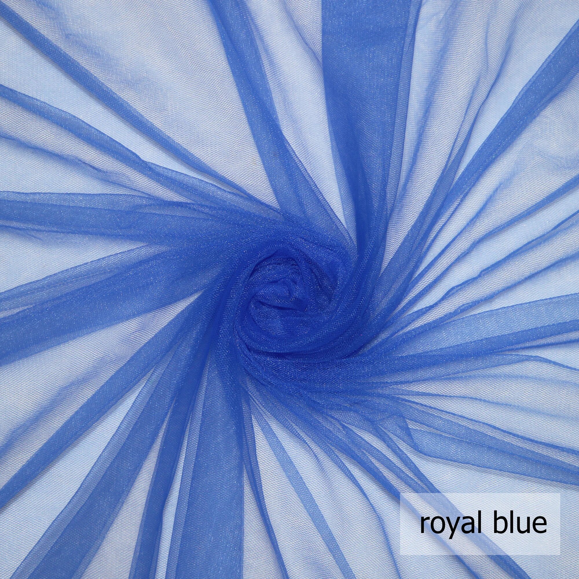 Нейлоновая сетчатая тюлевая ткань 160х10 м Синий, 20 meters, royal blue
