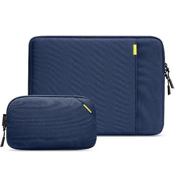 Набор Tomtoc Defender-A13 Kit для MacBook Pro 14, противоударный чехол с защитой углов, на молнии YKK + сумка-органайзер для аксессуаров, темно-синий