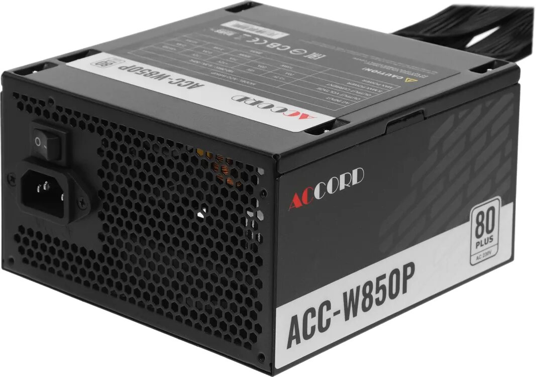 Блок питания Accord ACC-W850P, 850Вт, 80 PLUS WHITE, 120мм, черный, retail