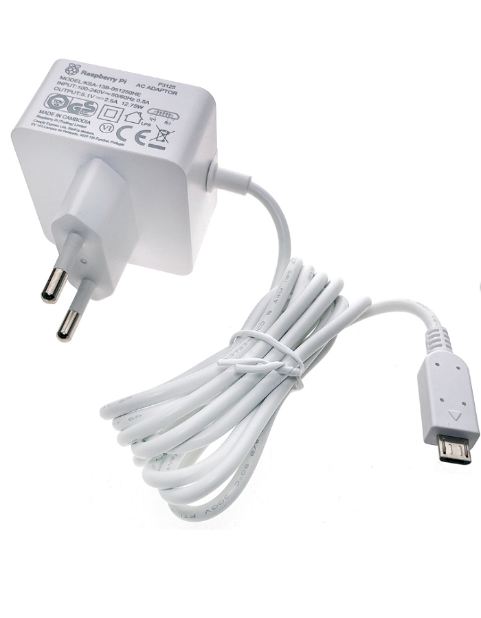 Блок питания Raspberry Pi Official Raspberry Pi 3 Power Supply White 5.1В/2.5А, 12.5Вт, длина кабеля 1,5м