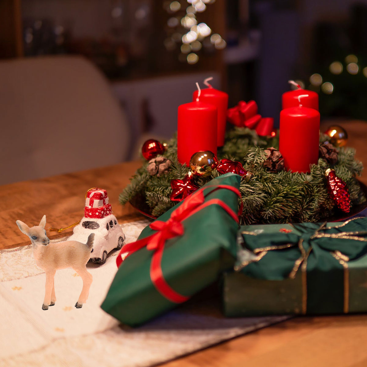 2 Штуки Орнамент Искусственная Лань Модель Дикие Животные Ремесло Christmas Decor Размер 4X3X4.4 Cm