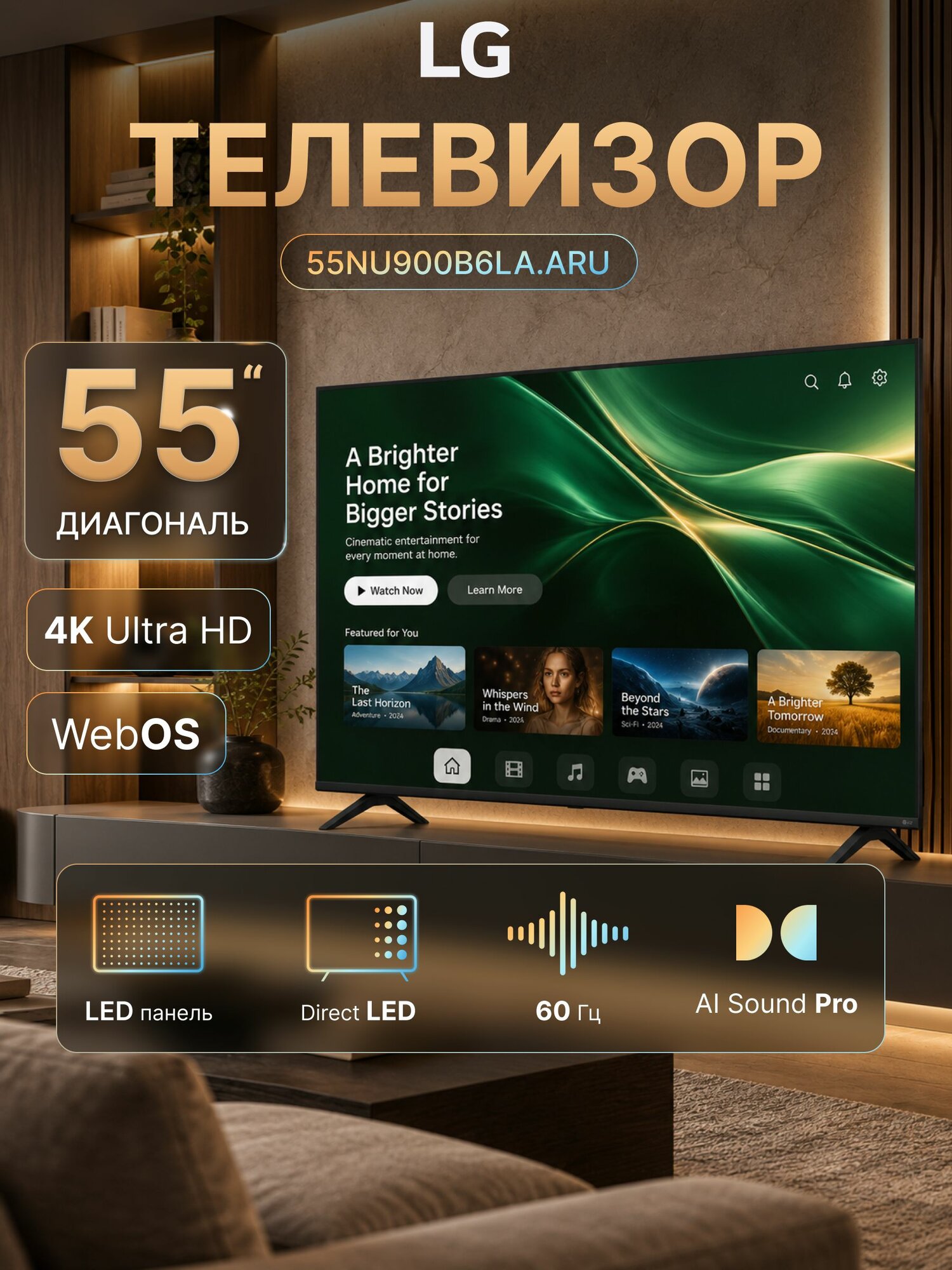 55" Телевизор LG 55NU900B6LA. ARU Black