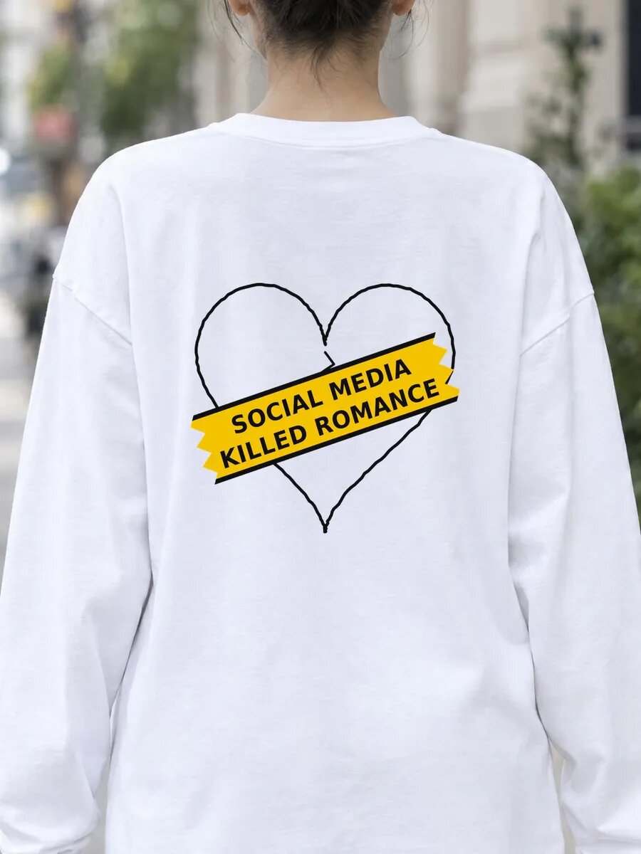 Лонгслив  Social media killed romance на спине лонгслив, 1 шт.