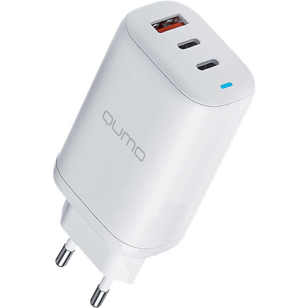 Сетевое зарядное устройство QUMO Energy PD, 65W Charger 0075, два порта: Type-C PD, + USB-A QC3.0, цвет белый 43017 — фото 1