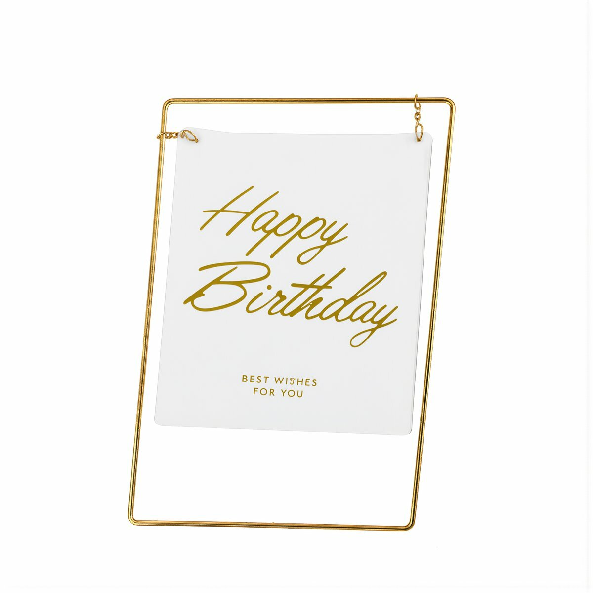 Топпер для торта прозрачный акриловый с золотой рамкой надпись Happy Birthday декор для дня рождения праздничный для девушек, Акрил с металлической рамкой, прозрачный, квадрат