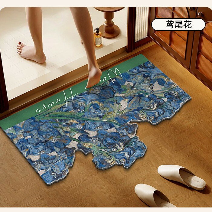 Мягкий диатомитовый коврик для ванной Ирис 40x60 см Быстро сохнет нескользящий