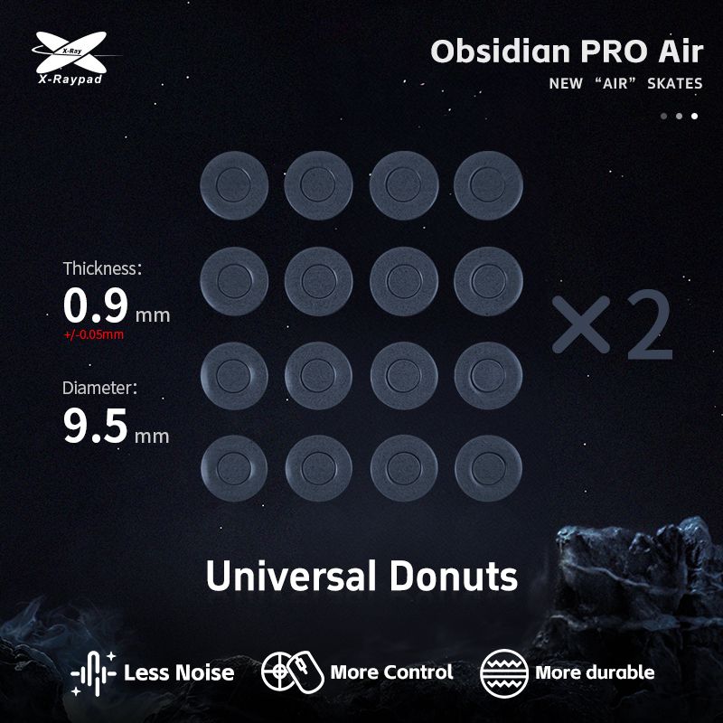 Универсальные глайды точки / Тефлоновые ножки для мыши / X-Raypad Obsidian Pro Air Donuts 9.5мм