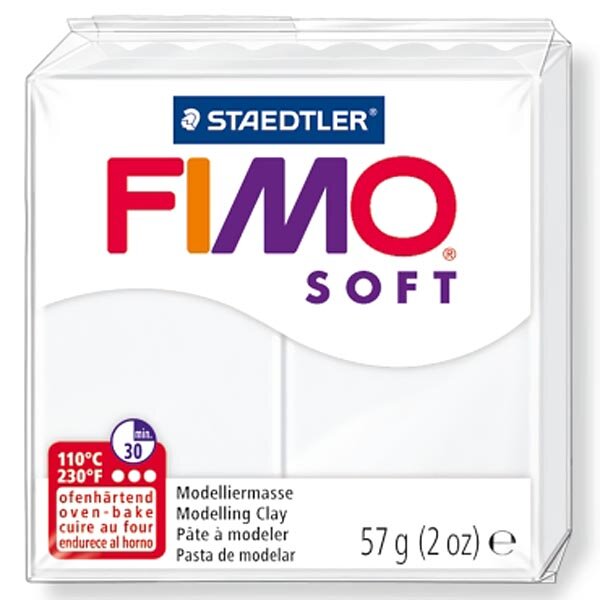 Полимерная глина Fimo Soft 8020-0 белый (white) 57 г, цена за 1 шт.