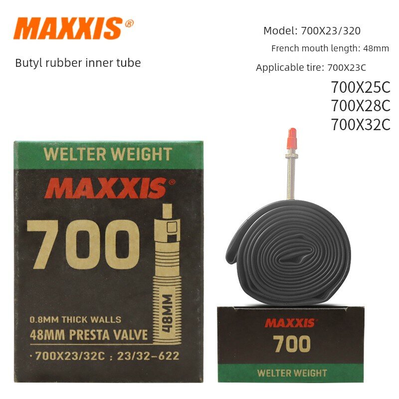 MAXXIS 700x23-32 мм внутренняя камера для шоссейного велосипеда с французским клапаном, толщина 0,8 мм