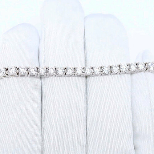 фото Браслет diamant online, серебро, 925 проба, родирование, фианит, длина 16.5 см., прозрачный