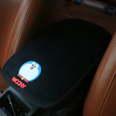 Ding Dang Short Fleece Car Center Console Pad Black Simple Pattern Universal Vehicle