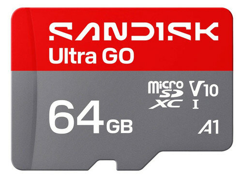 Карта памяти SanDisk 64 ГБ Ultra GO, MicroSD, A1 V10 (SDSQUGN-064G-GN6MN)