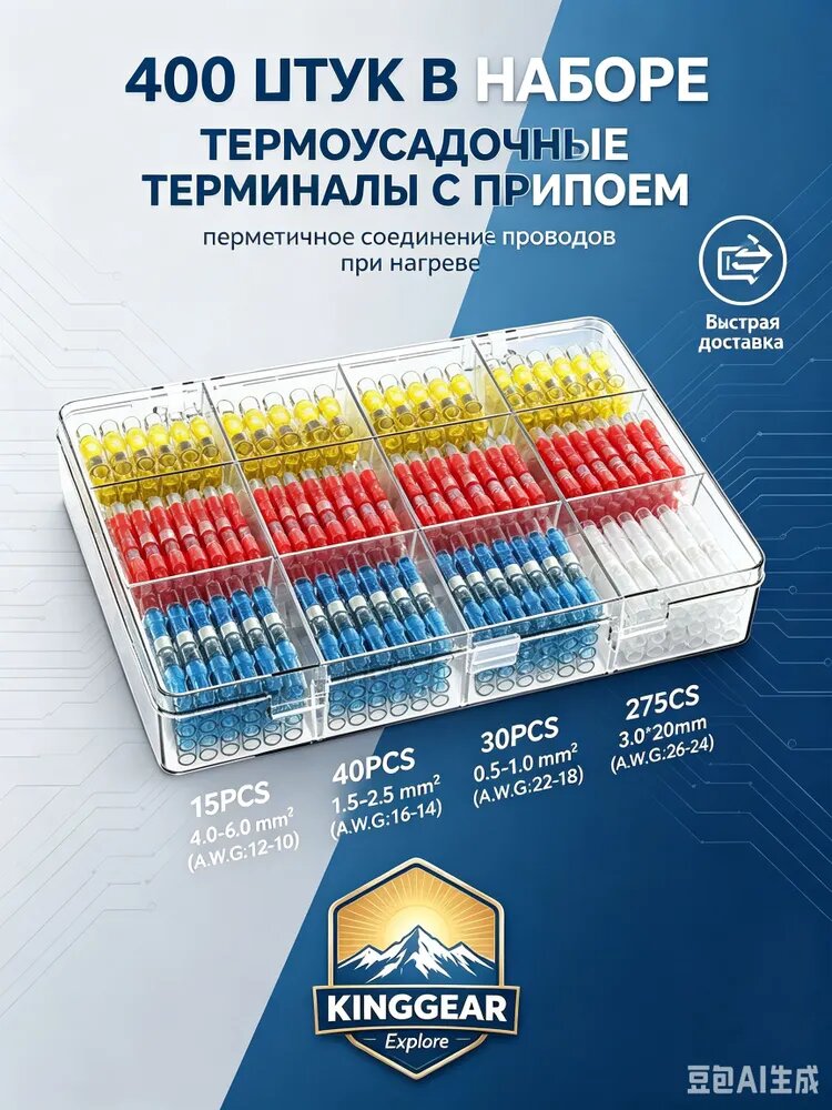 Герметичные водонепроницаемые термоусадочные терминалы для пайки проводов, набор 400 штук