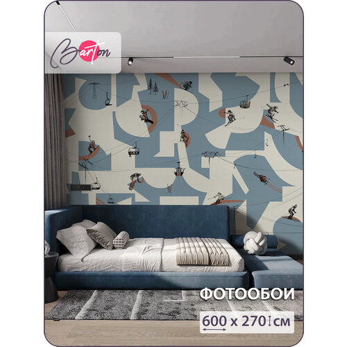 фото Фотообои на стену флизелиновые 3d для подростка лыжи абстракция 600х270 см bartonwall k344_c barton wallpapers