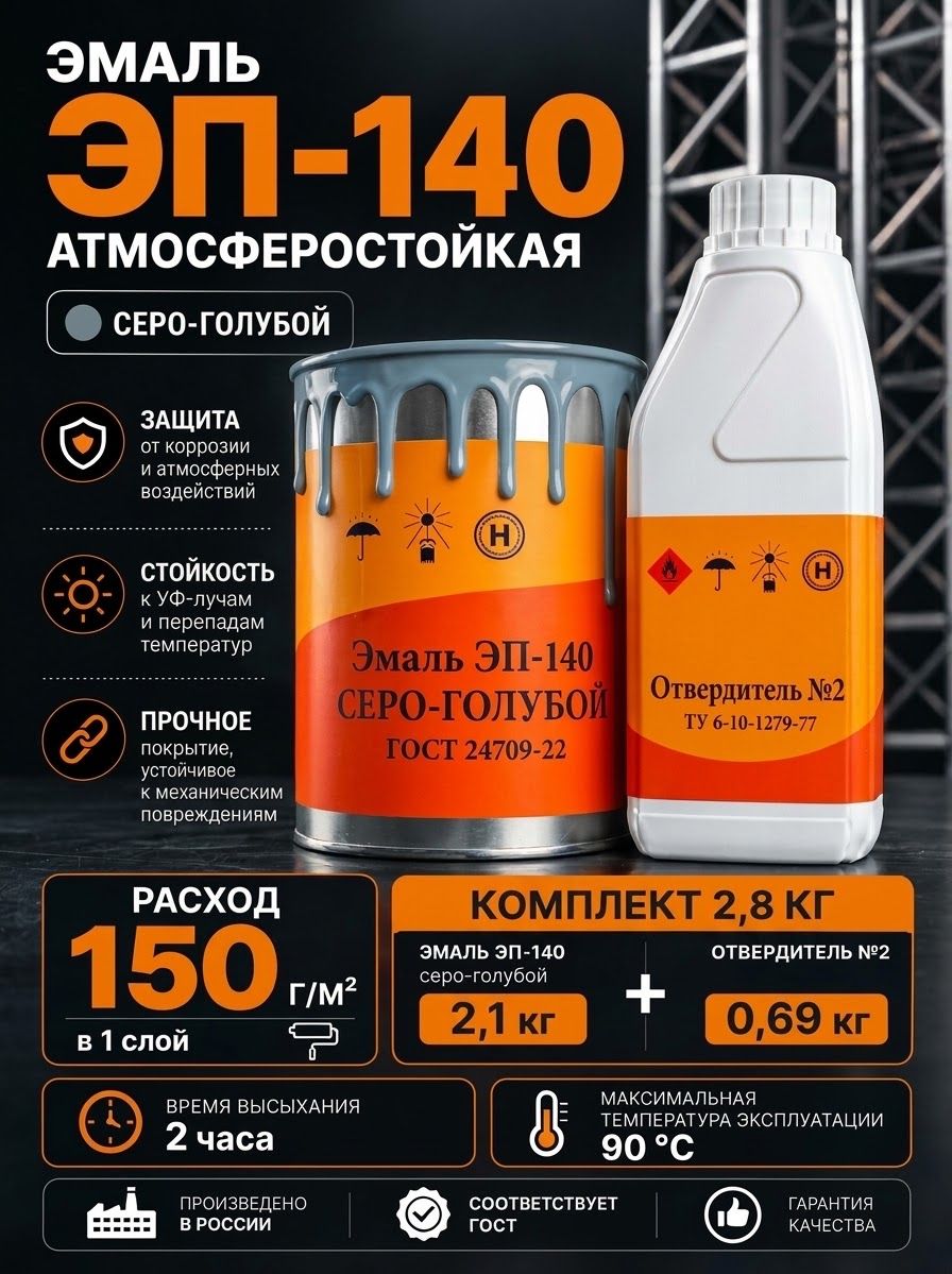 Эмаль ЭП-140 Серо - голубой 2,8 КГ