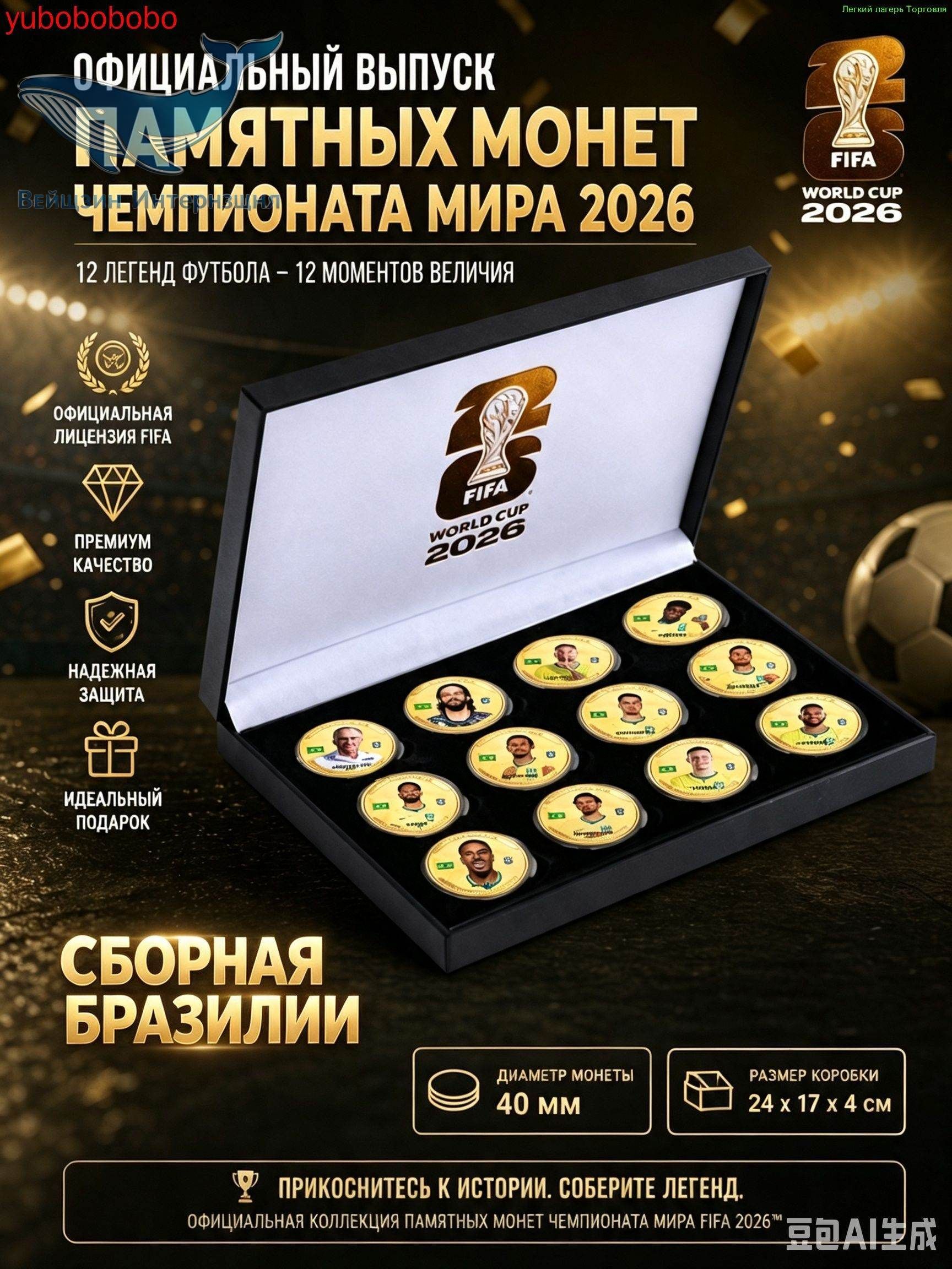 Памятные монеты ЧМ-2026, Аргентина/Португалия/Испания, официальная лицензия, коллекционный подарок