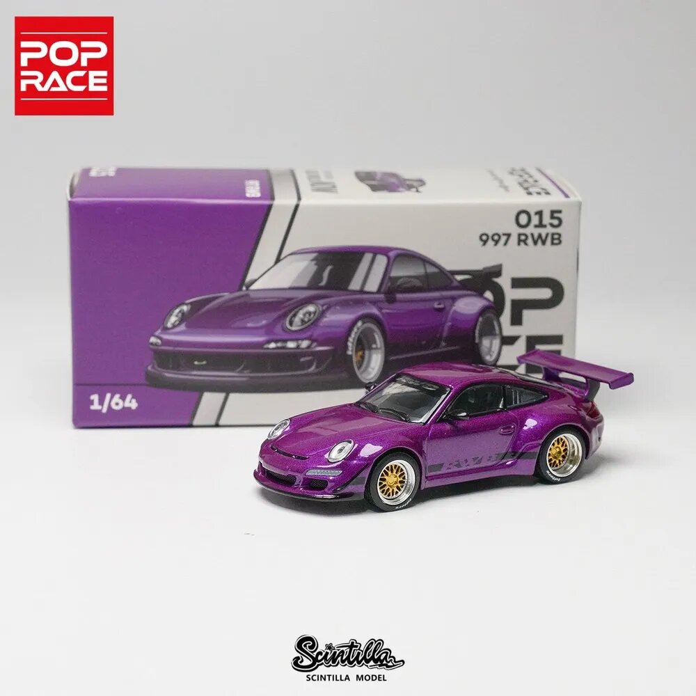 Машинка Pop Race 1/64 #S8-08 Porsche RWB 997 Purple Alloy Car Model Collection Gift