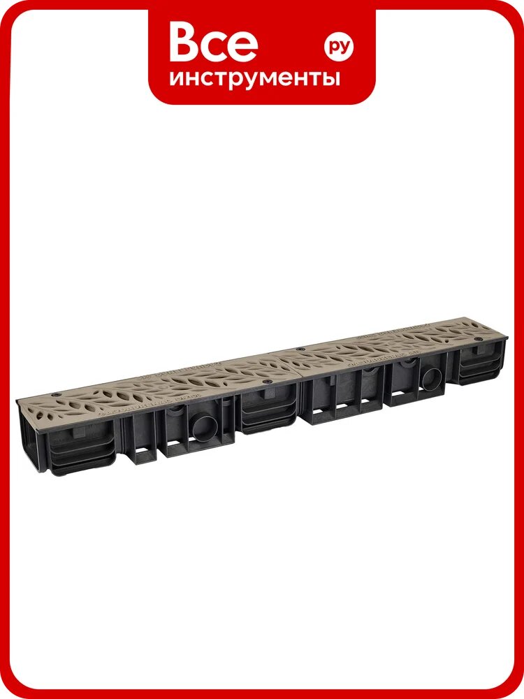 Лоток водоотводный пластиковый AQUADRENAG ЛВП Classic AQD DN100 H100 с решеткой пластиковой капучино Q10100-PFC